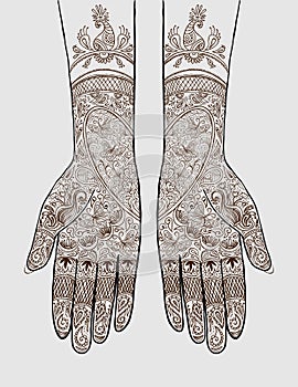 Hands with henna tattoo photo