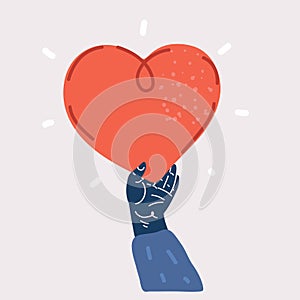 Vector illustration of hands holding heart