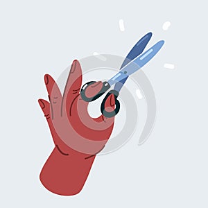 Vector illustration of Hands with Scissors