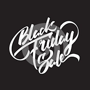 Vector illustration: Handwritten modern brush lettering of Black Friday Sale isolated on dark background.