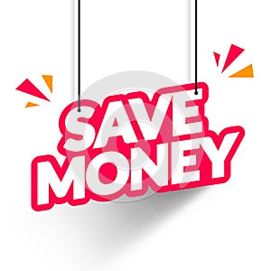 Vector Illustration Hangin Label With Text Save Money