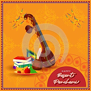 Vector illustration of Happy Basant Panchami concept banner.