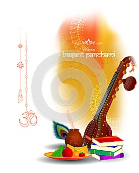 Vector illustration of Happy Basant Panchami concept banner.