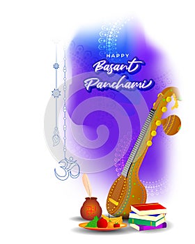 Vector illustration of Happy Basant Panchami concept banner.