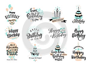 Vector illustration of Happy Birthday badge set