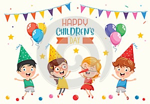 Vector Illustration Of Happy Children`s Day