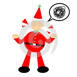 vector illustration happy christmas red santa claus confuse stress flat design cartoon style