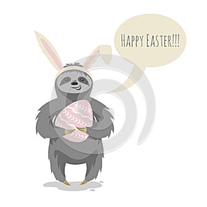 Vector illustration of happy cute cloth with bunny or rabbit ears