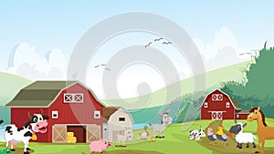 Illustration of happy farm animal cartoon