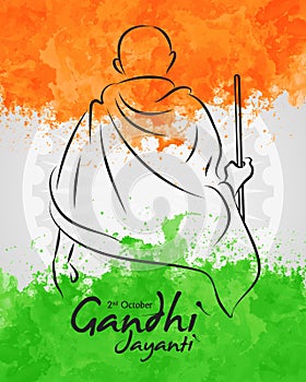 Vector illustration of Happy Gandhi Jayanti. 2nd October, National Holiday in India.