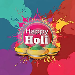 Vector illustration of Happy Holi background for the festival of colors Holi celebration.