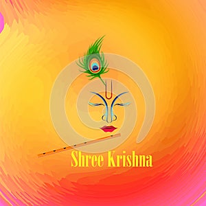 Vector illustration of Happy Janmashtami festival Lord Krishna playing bansuri in religious indian festival background