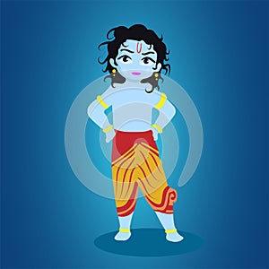 Vector illustration of Happy Janmashtami festival Lord Krishna playing bansuri in religious indian festival background