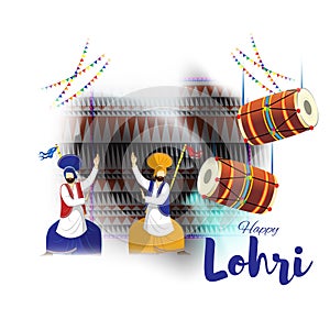 Vector illustration of Happy Lohri celebration concept banner.