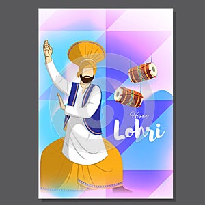 Vector illustration of Happy Lohri celebration concept banner.