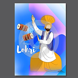 Vector illustration of Happy Lohri celebration concept banner.