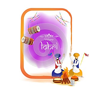 Vector illustration of Happy Lohri celebration concept banner.