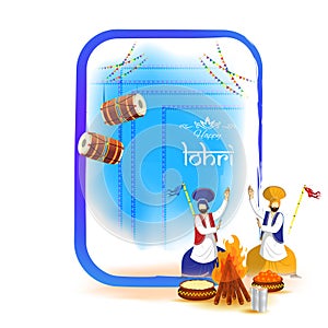 Vector illustration of Happy Lohri celebration concept banner.