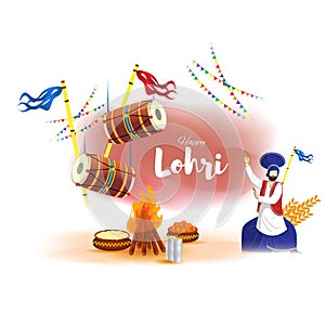 Vector illustration of Happy Lohri celebration concept banner.