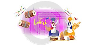 Vector illustration of Happy Lohri celebration concept banner.