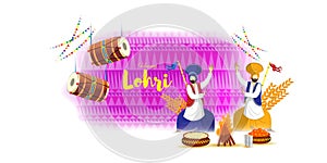 Vector illustration of Happy Lohri celebration concept banner.