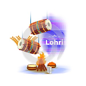 Vector illustration of Happy Lohri celebration concept banner.