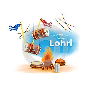 Vector illustration of Happy Lohri celebration concept banner.