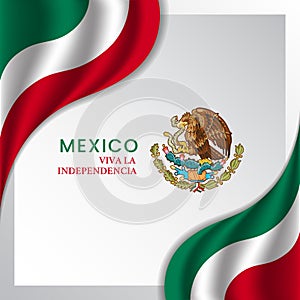 Vector illustration of happy Mexico independence day with waving flag