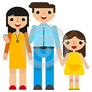 Vector illustration of a happy mom, dad and daughter.
