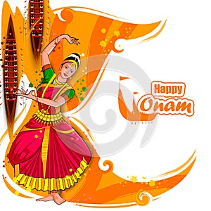 Vector illustration of Happy Onam Festival background of Kerala