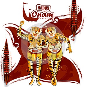 Vector illustration of Happy Onam Festival background of Kerala