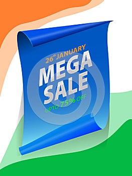 vector illustration of Happy Republic Day of India tricolor Sale and Promotion background for 26 January advertisement