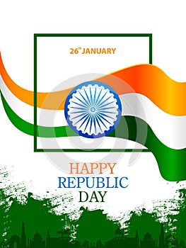 vector illustration of Happy Republic Day of India tricolor Sale and Promotion background for 26 January advertisement