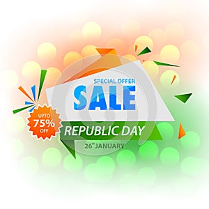 vector illustration of Happy Republic Day of India tricolor Sale and Promotion background for 26 January advertisement