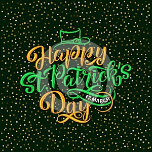 Vector illustration of Happy Saint Patrick s Day logotype. Hand sketched Irish celebration design. Beer festival