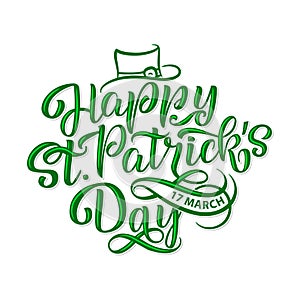 Vector illustration of Happy Saint Patrick s Day logotype. Hand sketched Irish celebration design. Beer festival