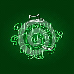 Vector illustration of Happy Saint Patrick s Day logotype. Hand sketched Irish celebration design. Beer festival