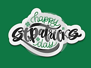 Vector illustration of Happy Saint Patrick`s Day logotype. Hand sketched Irish celebration design. Beer festival lettering typogr