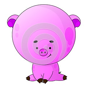 Vector illustration Happy Smiling Little Baby Pig