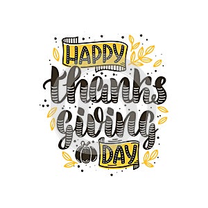 Vector illustration of Happy Thanksgiving day text