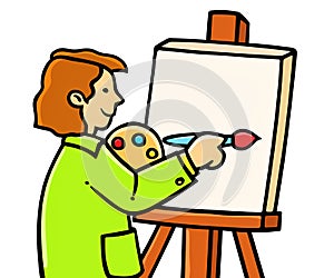 Young painter artist cartoon clipart