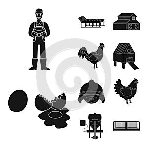 Vector illustration of harvest and farming icon. Set of harvest and poultry vector icon for stock.