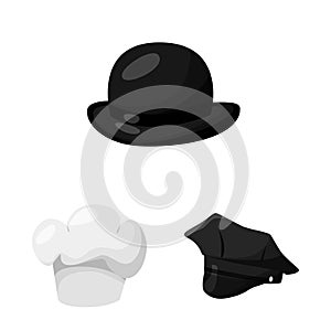 Vector design of hat and helmet icon. Collection of hat and profession stock symbol for web. photo