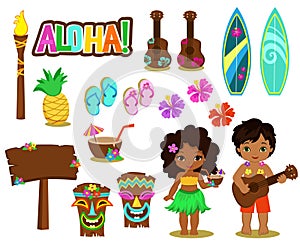 Vector illustration Hawaiian Collection.