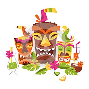 Vector illustration of Hawaiian luau party