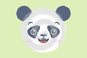 Vector illustration of head of a panda bear for children. Vector icon of kawaii panda for kids party.