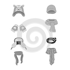 Vector design of headwear and fashion logo. Collection of headwear and cold vector icon for stock.