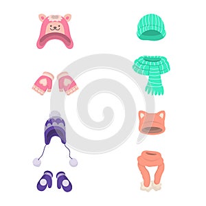 Vector illustration of headwear and fashion logo. Set of headwear and cold vector icon for stock.
