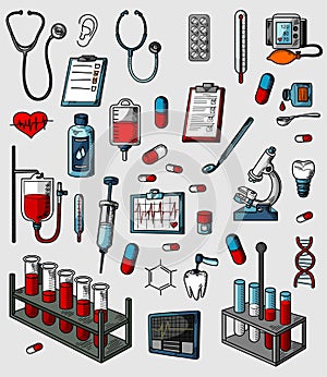 vector illustration of health tools
