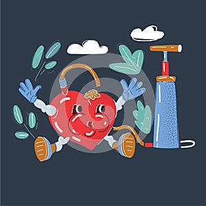 Vector illustration of and heart with pumper feel pressure on dark backround.